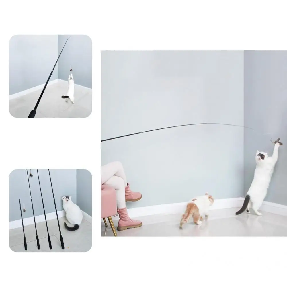 

Excellent Cat Chasing Toy Portable Wear Resistant Cat Interactive Toy Cat Feather Toy 1.8m