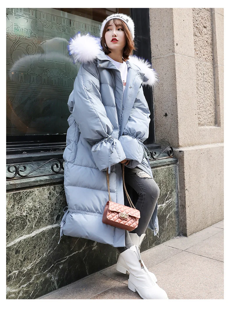 

Women Winter Down Jacket XLong Down Coat Female Large Raccoon Fur Hood Warm Clothes Thick Warm Ladies Jackets Coats Hiver 19001