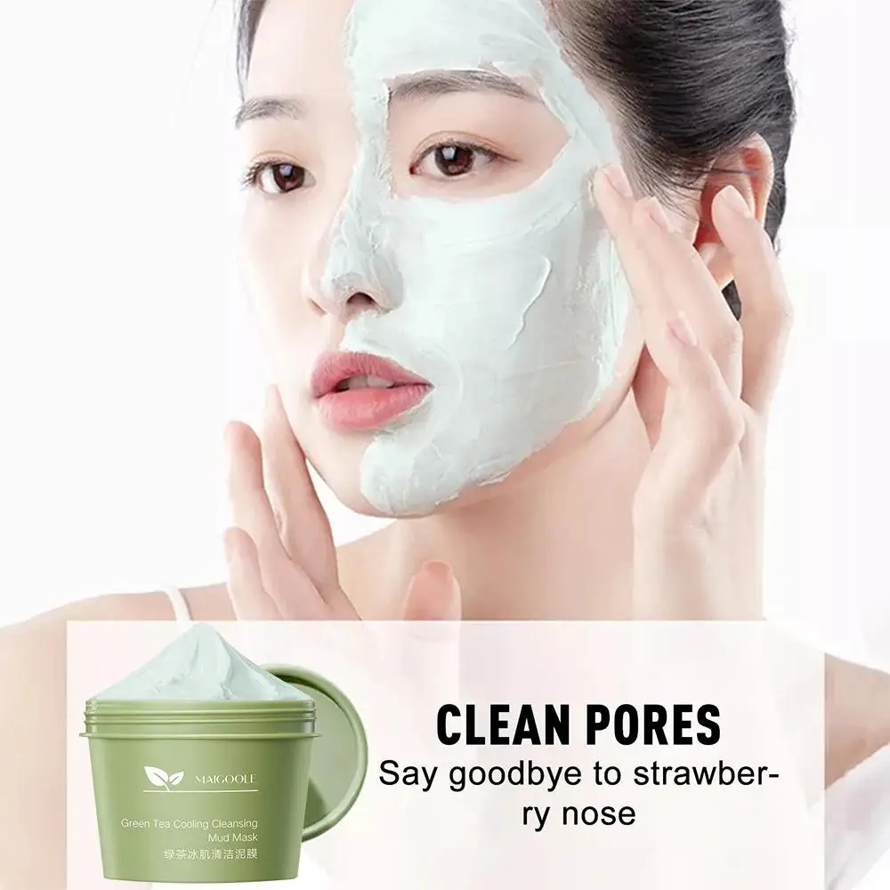 

100g Green Tea Ice Muscle Mud Mask Deep Cleansing Remove Shrink Facial Blackheads Products Skin Pores Care And Mask M6H2