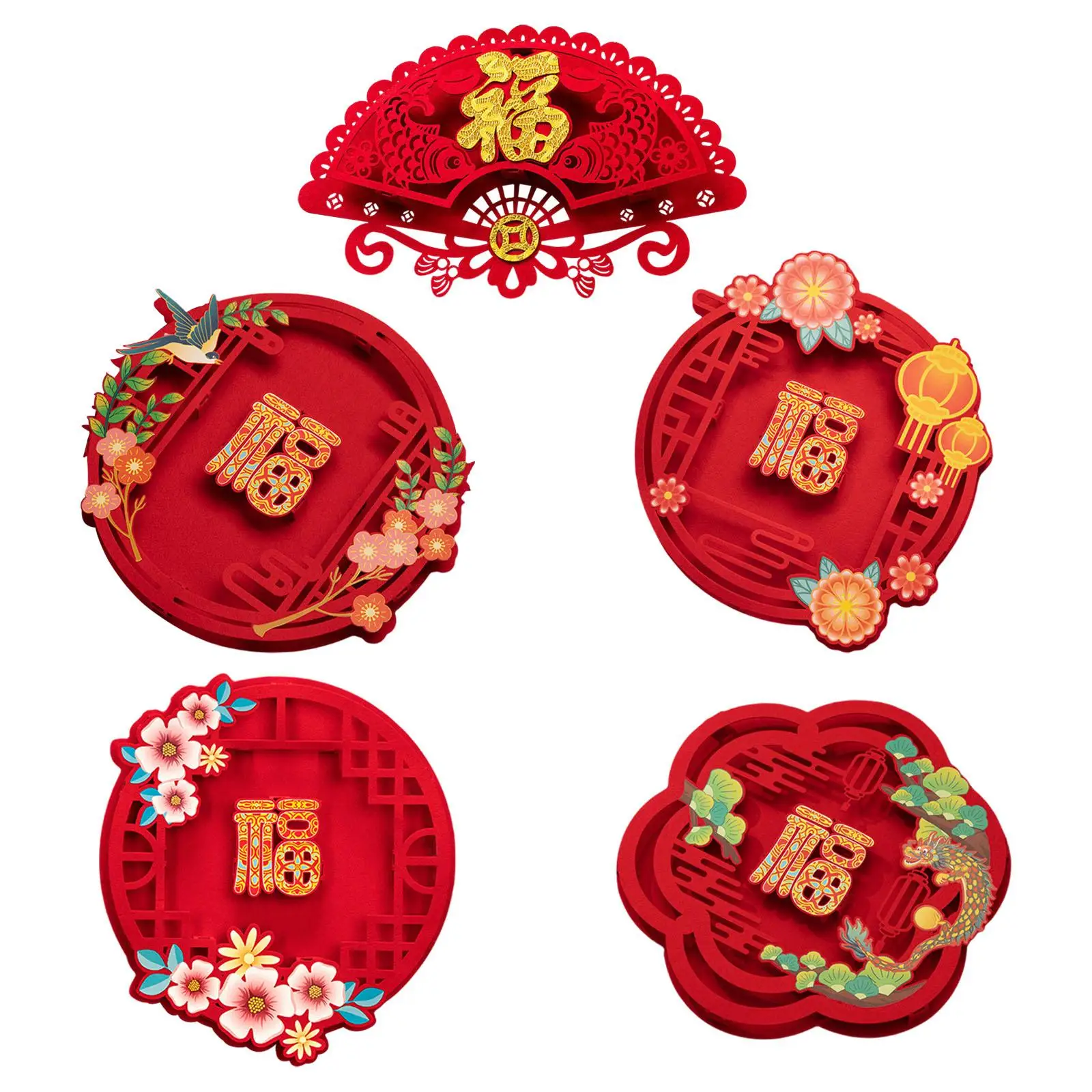 

Flower Glass Window Paste Door Mural for Chinese Spring Festival Window 2022 Year of The Tiger New Year Party Decor