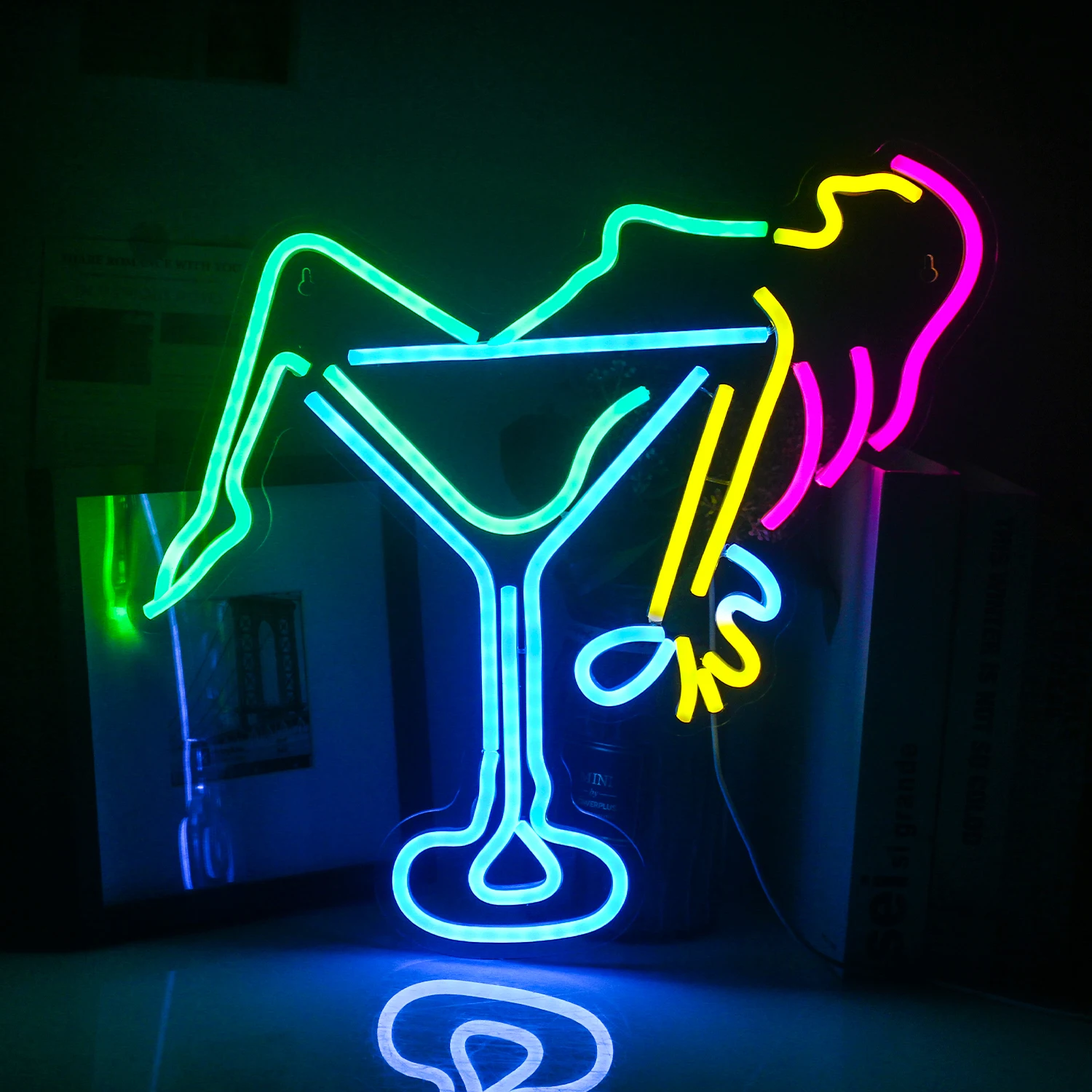 Led Light Sexy Woman Wine Glass Bar Home Bedroom Art Wedding