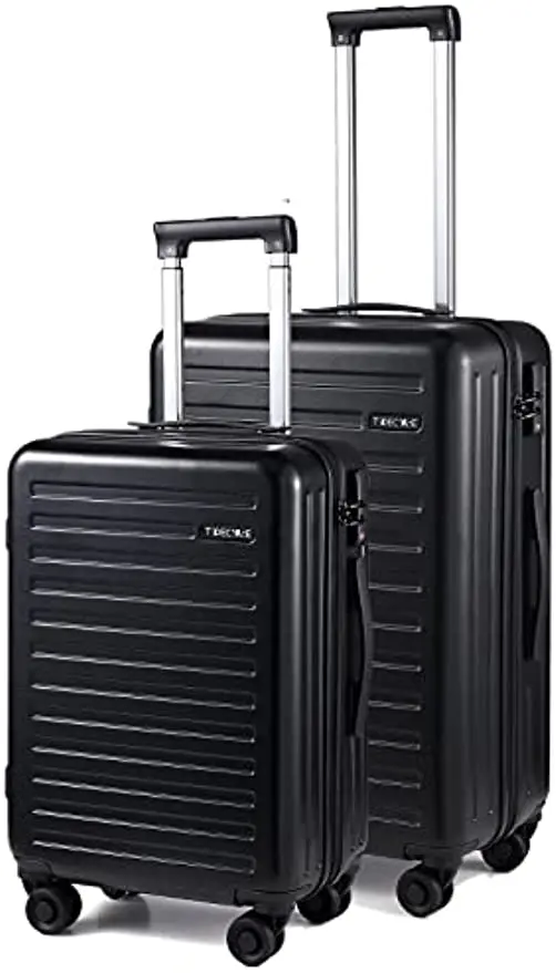 Set Abs+pc Lightweight Hardshell Suitcase With Tsa Lock & Spinner Silent Wheels, Black