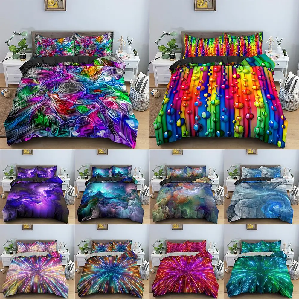 

3D Duvet Cover 220x240 Psychedelic Bedding Set Luxury Quilt Cover With Zipper Closure 2/3pcs Comforter Bedding Duvet Cover Set