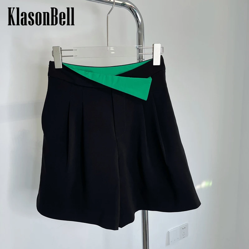 

3,9 KlasonBell контрастные цветные треугольные Асимметричные Хлопковые женские шорты до колена с высокой талией