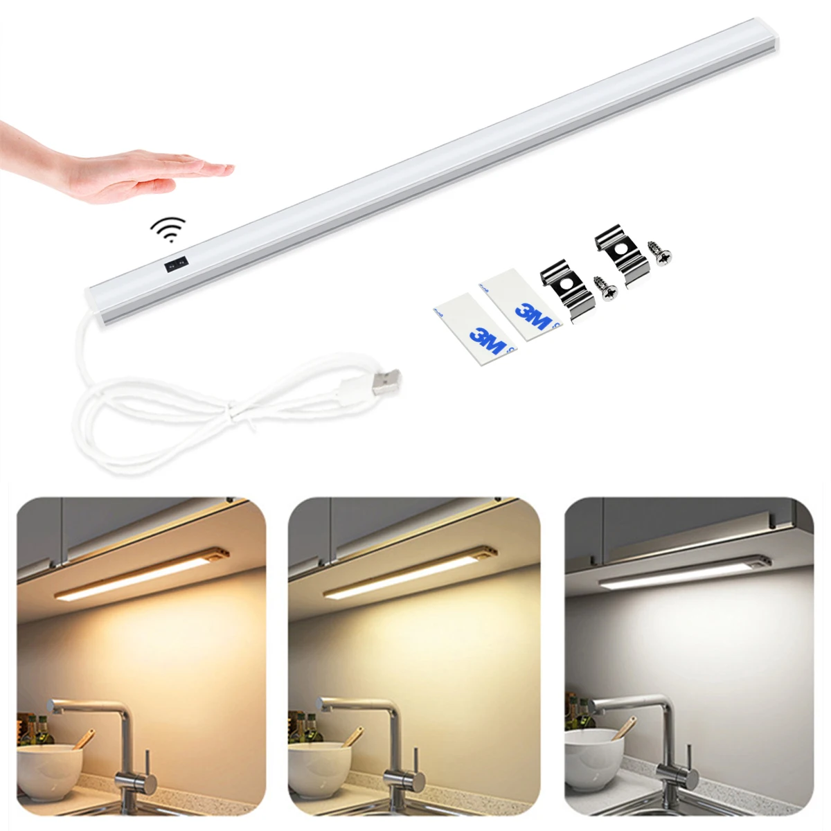 Лампа кухонная алюминиевая с датчиком движения 5 В 30/40/50 см