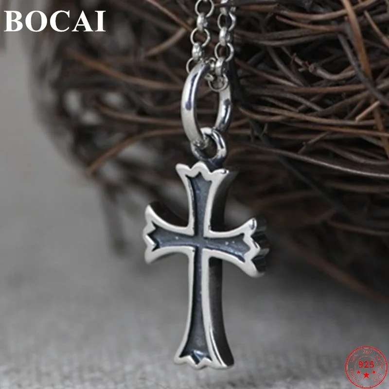 

BOCAI S925 Sterling Silver Pendants 2022 Christmas Popular Christ Jesus Cross Patron Saint Argentum Amulet Jewelry for Men Women