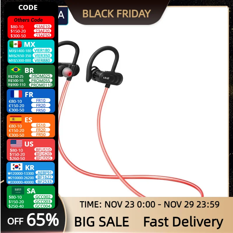 

PARAMITA Wireless Bluetooth Headphones Waterproof and Sweatproof Sports With MIC Night Running Lighting Headset for Smart Phone