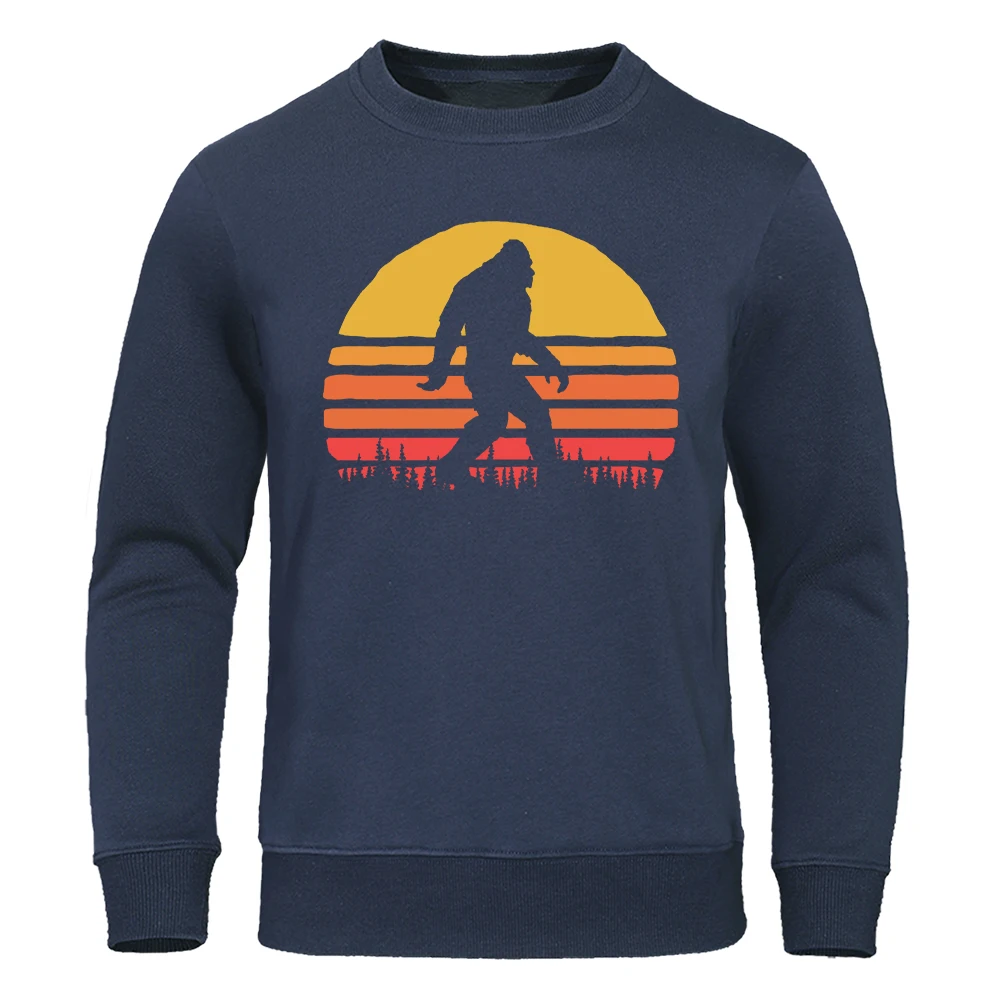 

Retro Bigfoot Silhouette Sun Vintage - Believe! Hoodies Men Autumn Loose Fashion Hoodie O-Neck Print Pullovers Casual Sweatshirt