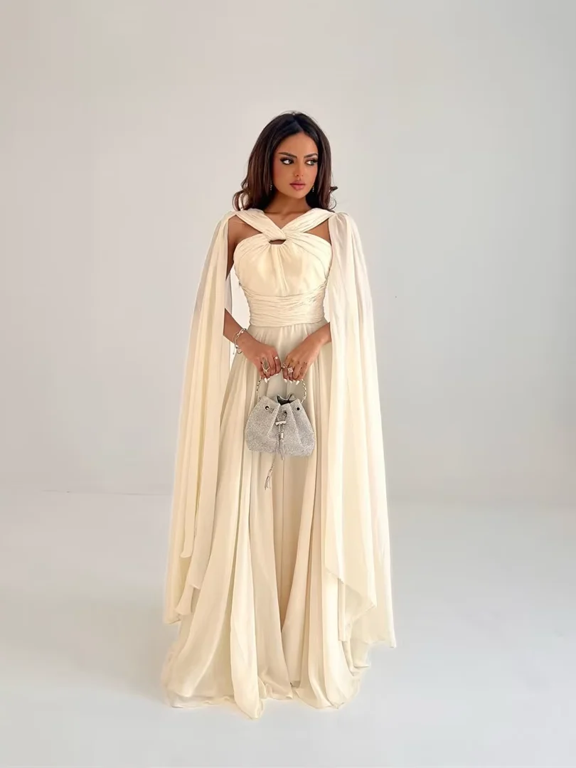 Oisslec доступные размеры платья в пол с лямкой на шее знаменитостей шармёз