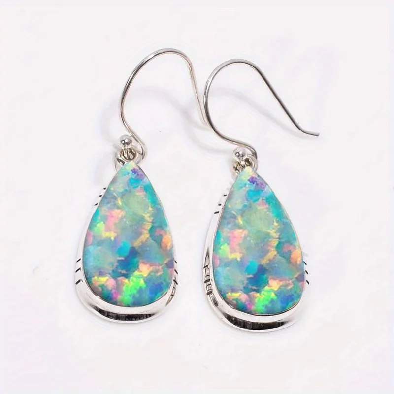 Модные серьги в стиле ретро Имитация бирюзы богемные ювелирные изделия женское