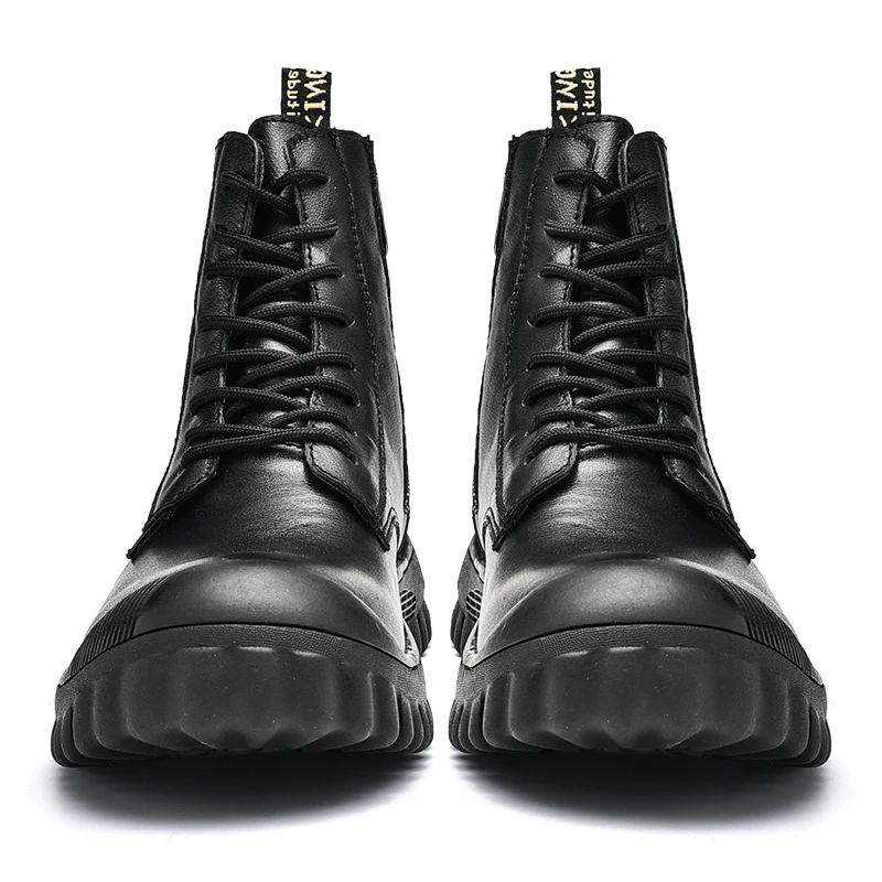 HIKEUP Men's Hiking Shoes Leather Wear-resistant Outdoor Boots Padded Martin boots Men Walking Sneakers Men Sport Trekking