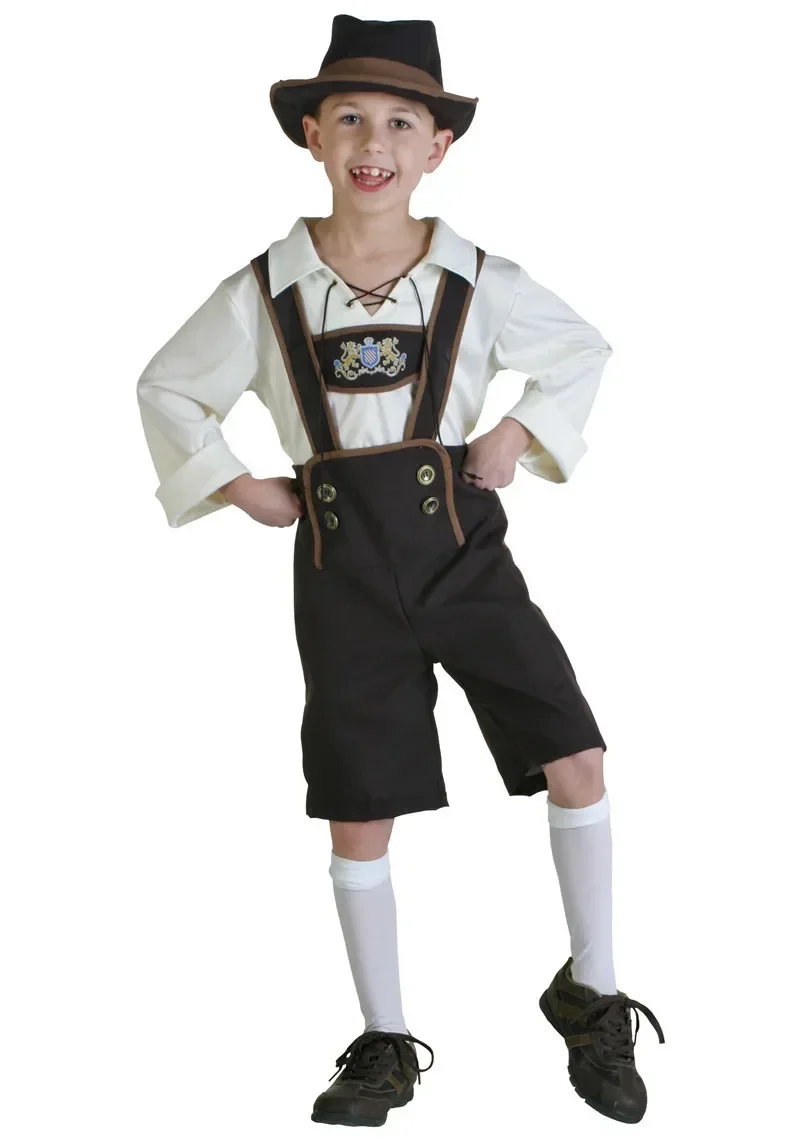 Фото Детский костюм Октоберфеста Lederhosen, наряд для мальчиков, немецкий баварский традиционный пивной комбинезон для косплея, детский праздничный наряд №4