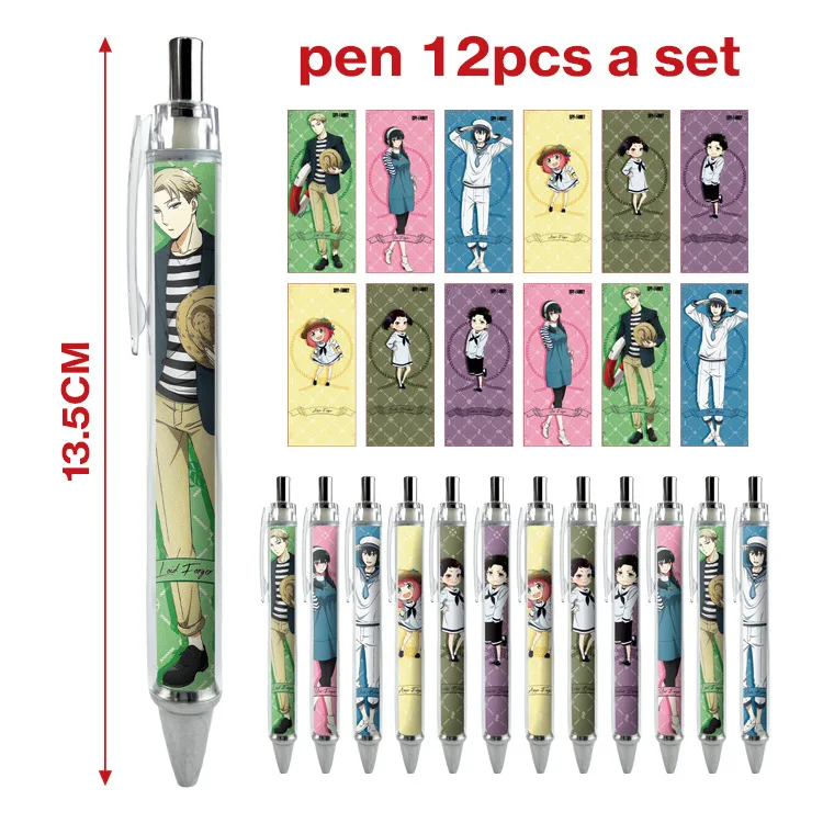 

12PCS SPY×FAMILY Anya Yor Twilight Loid Forger Anime Ballpoint Pens Student Kawaii Caneta Writing Supplies Fashion Stationery