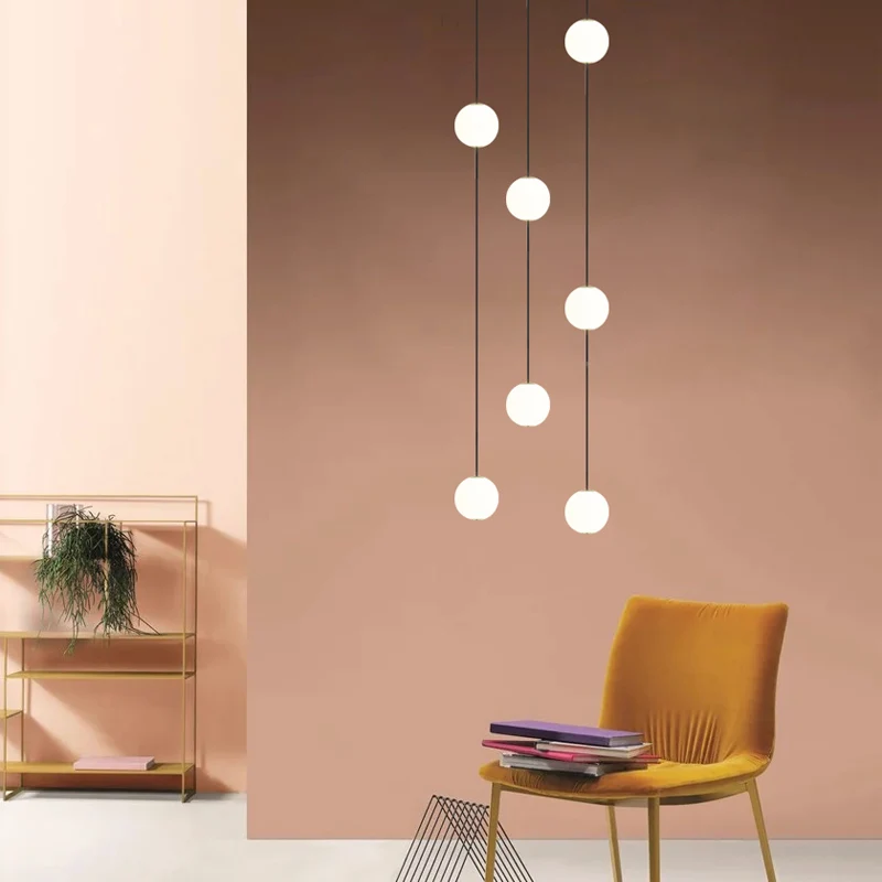 

Staircase Chandelier Light Loft Modern Pendant Luster Hanging Fixture Hall and Living Room Lamps