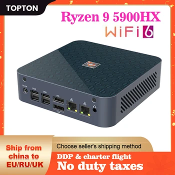 AMD-Mini PC Ryzen R9 5900HX R7, 5800H, Windows 11/10, LAN Dual, 3200MHz, NVMe, Vega, gráficos, ordenador de sobremesa DP tipo C, WiFi6E 1