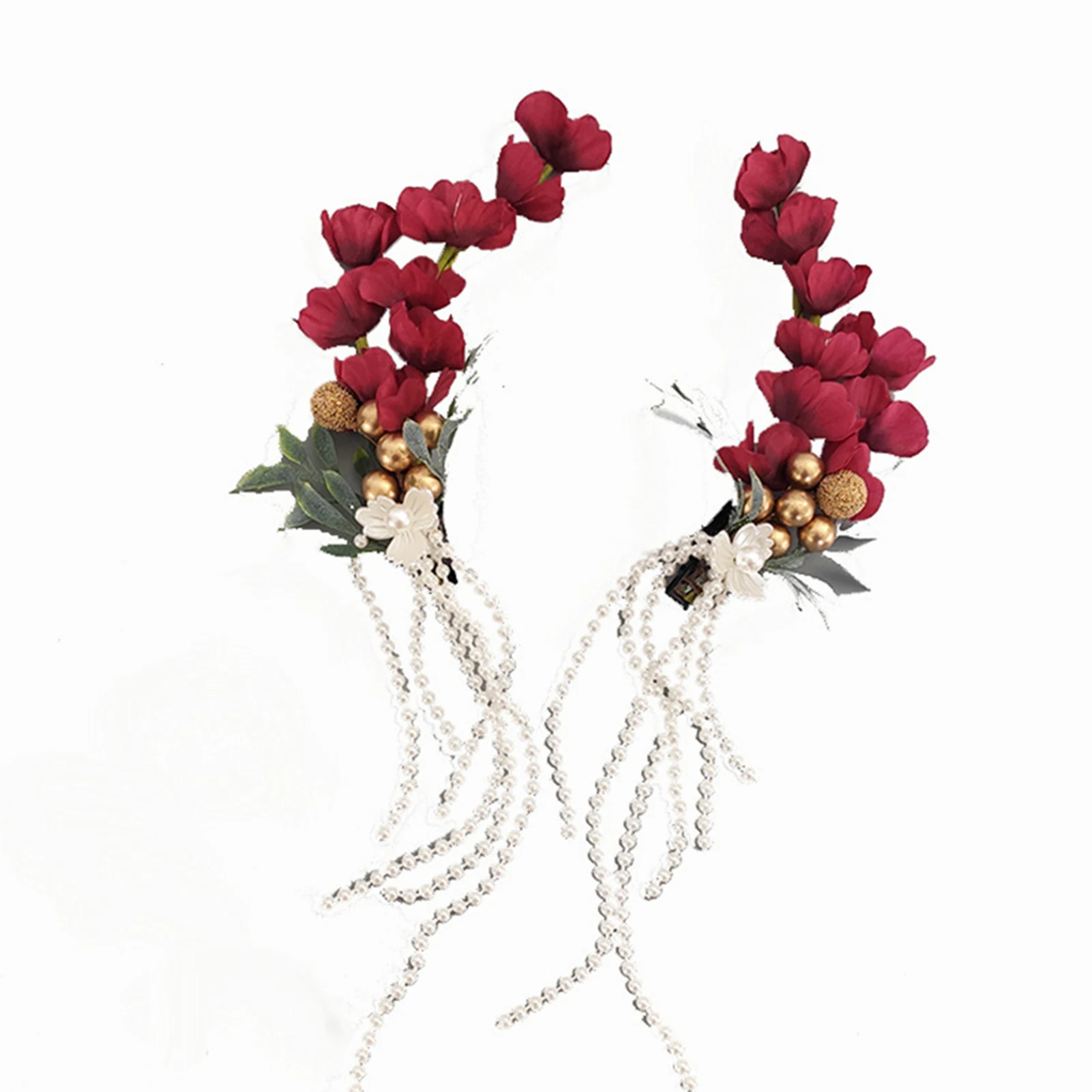 

Винно-Красные Цветочные заколки для волос, элегантные стильные аксессуары для укладки волос для женщин, инструменты для создания прически