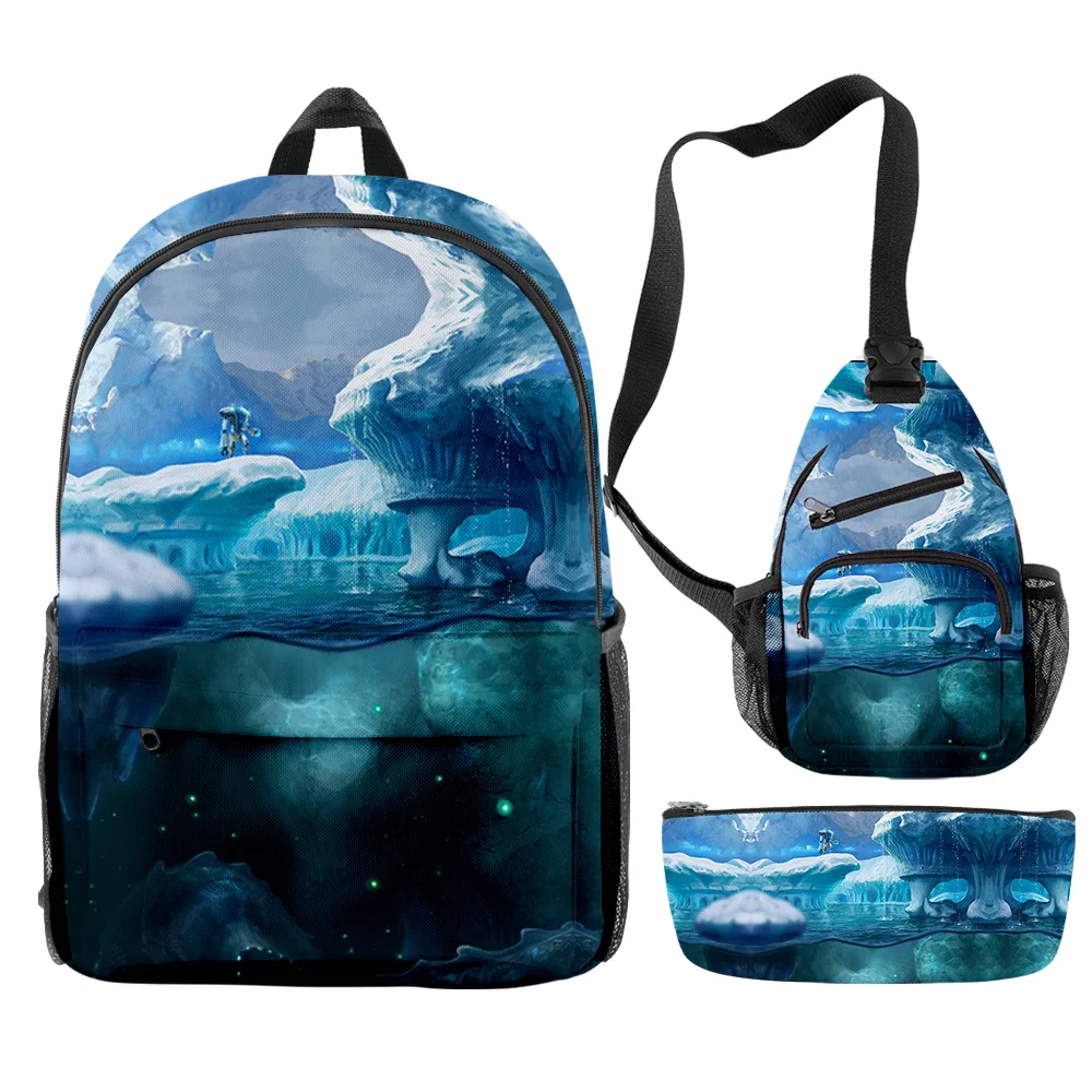 Trendy Novelty Subnautica Below Zero 3D Print 3pcs/Set pupil School Bags Trendy Travel Laptop Backpack Chest Bag Pencil Case