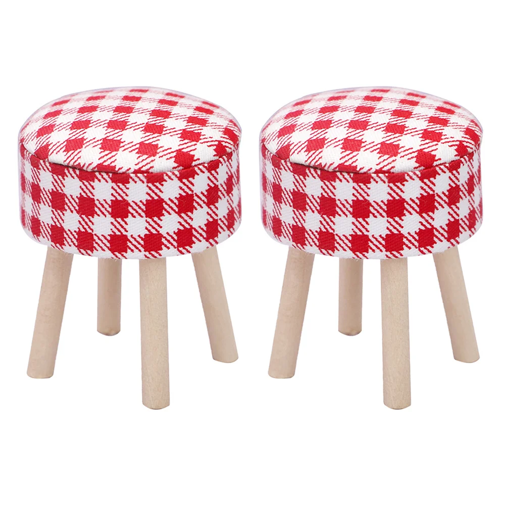 

Dollhouse Stool Miniature Furniture Accessories Wooden Decors Model Round Dinging
