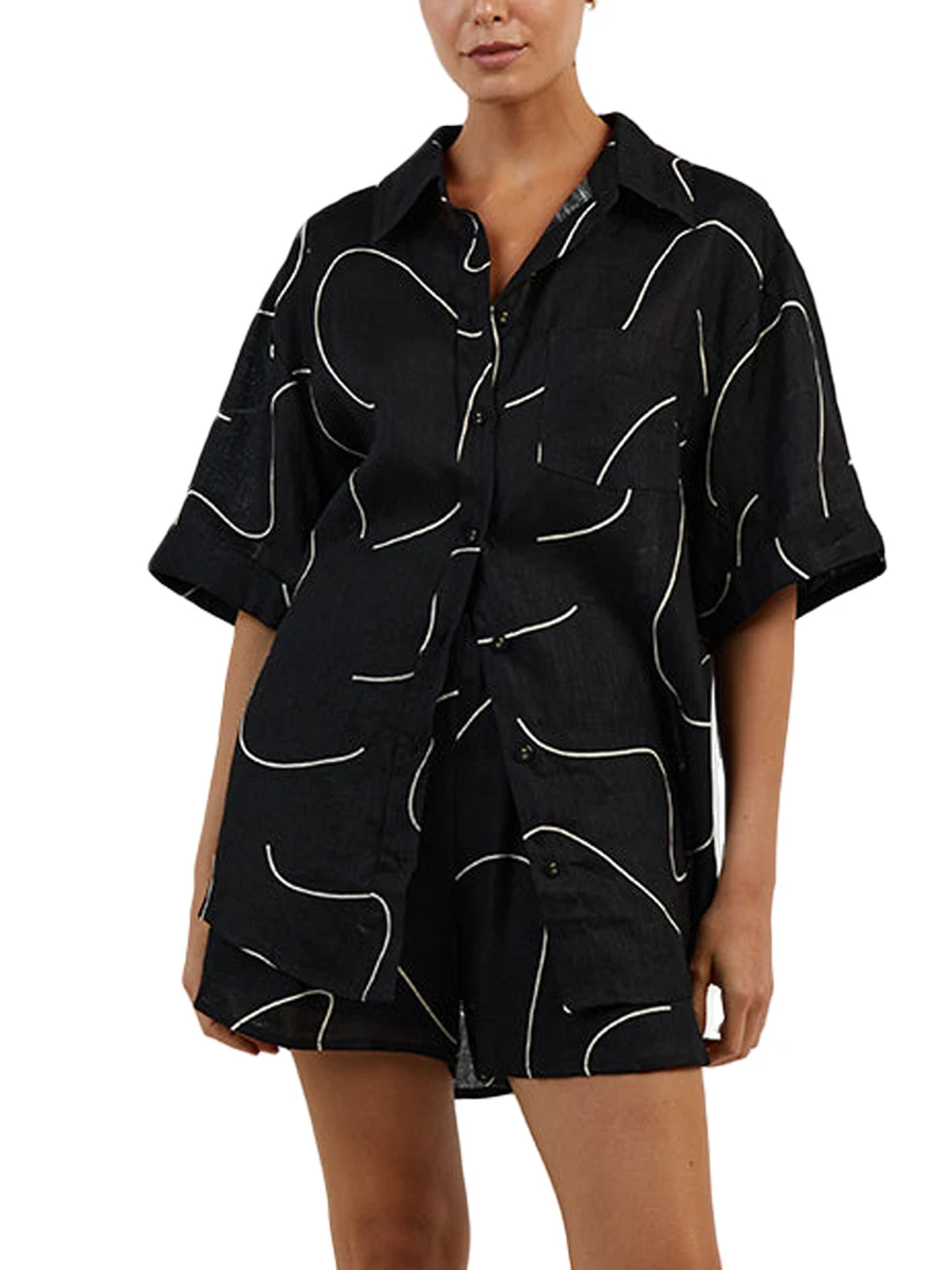 

Women s Cotton Linen 2pcs Outfits Set Casual Tracksuit Button Down Long Sleeve Shirt Drawstring Shorts Pockets Lounge Set