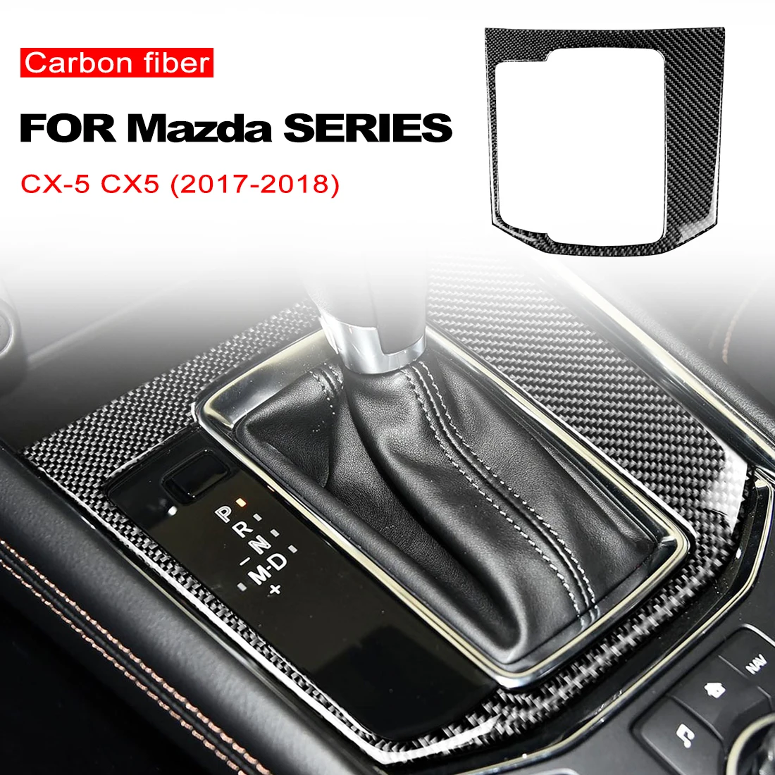 

Real Carbon Fiber Car Styling Gear Shift Panel Cover Decor Trim For Mazda CX-5 CX5 CX 5 2017 2018 LHD