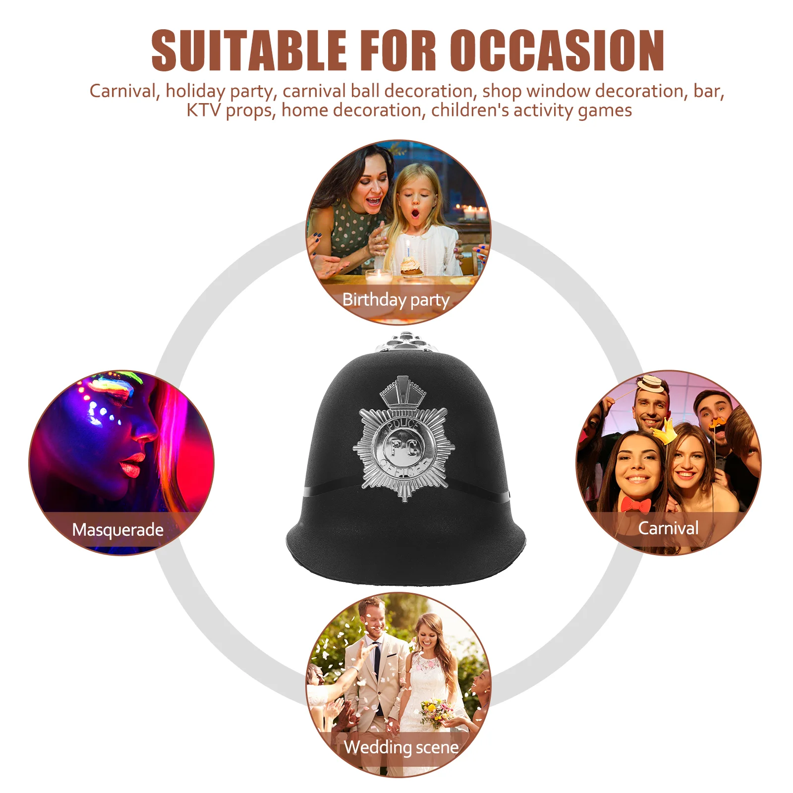 Performance Hat Officer Badge Police Cap Party Cosplay Costume Halloween Costumes