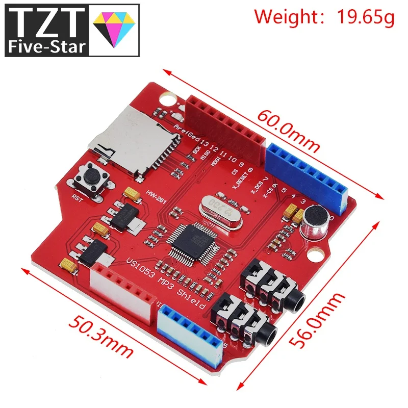 Стерео аудио mp3-плеер TZT VS1053 VS1053B щит для декодирования записей макетная плата