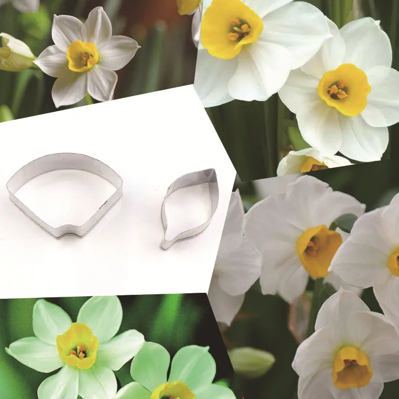 

Daffodil Flower Shape Cookie Cutter Molds Stainless Steel Polymer Clay Cutting Mould Petal Fondant Cake Decorating Supplies Tool