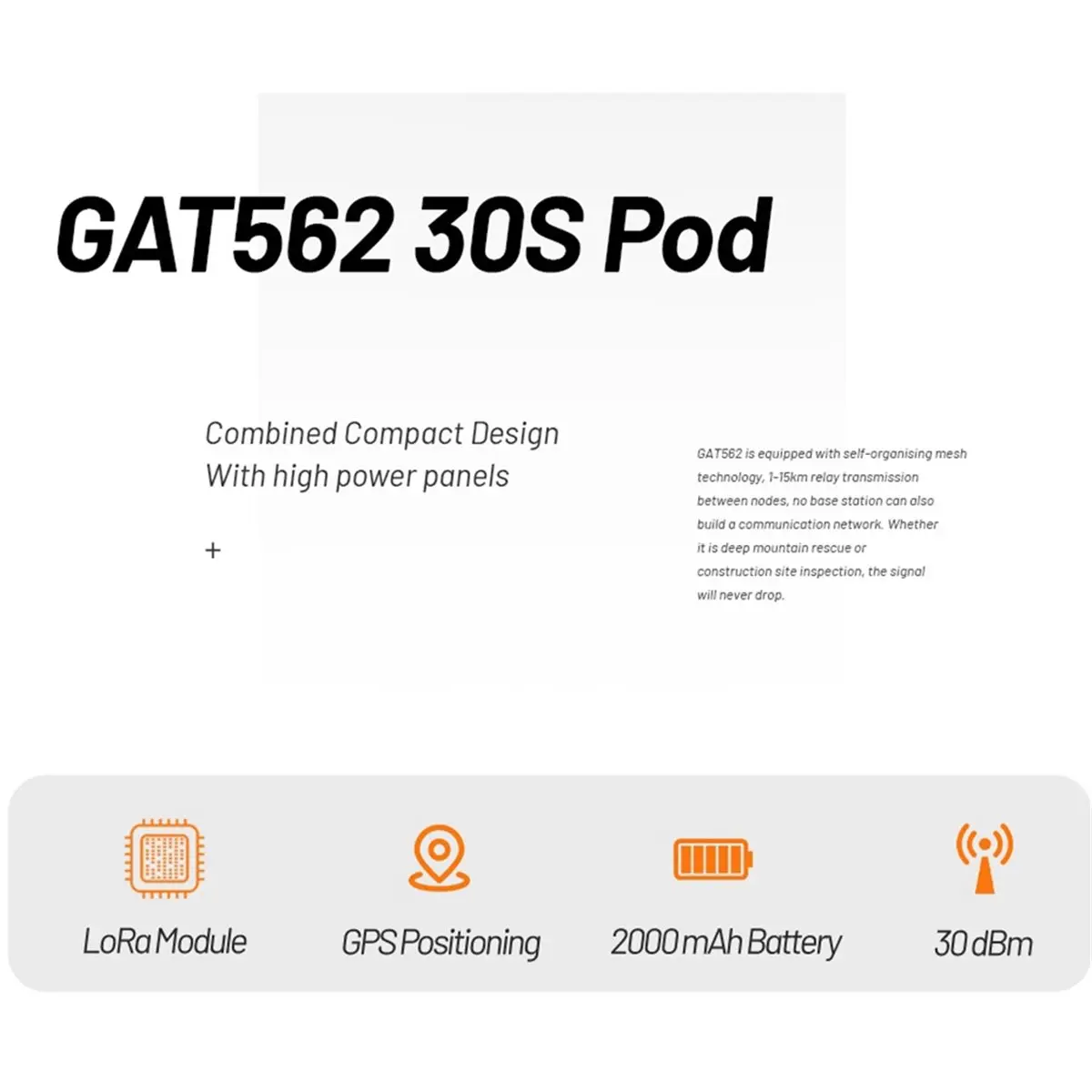 Фото GAT562 30S Pod Meshtastic NRF52840 LoRa модуль SX1262 L76K GPS 30dBm LoRa Meshcore узел с аккумулятором 2000 мАч 868 МГц №2