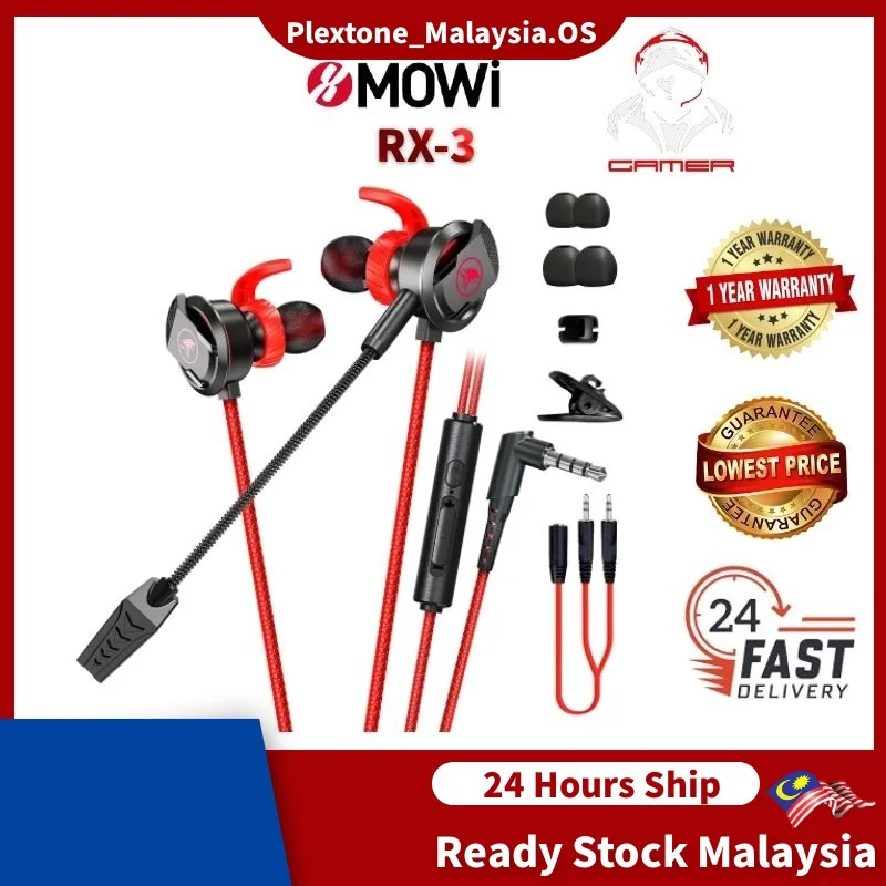 

PLEXTONE xMowi RX3 Noise Reduction In Ear Gaming Earphone Gaming Headset With Mic Earphones Gaming Headphone PUBG CODM