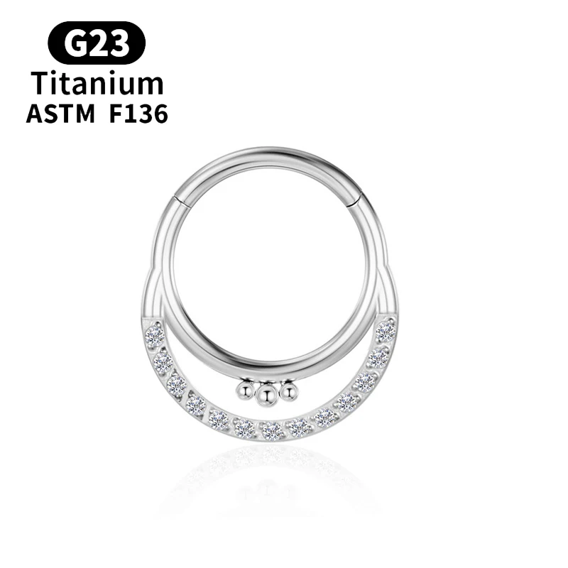 Piercing Septum Clicker Cartilage G23 Titanium Hinged Segment Surgical Nose Rings Hoop Earrings for Women Zircon Body Jewelry
