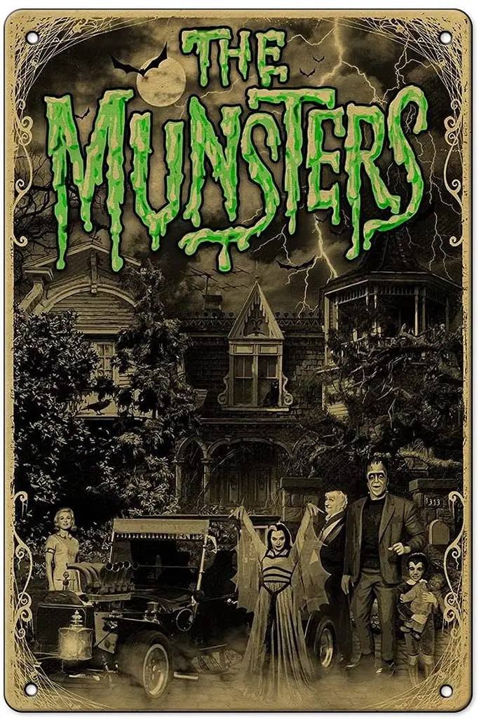 

Metal Wall Sign Tin Sign (The Munsters) Premium Indoor and Outdoor Home Wall Decoration Rectangular Poster Plaque 8x12 Inches