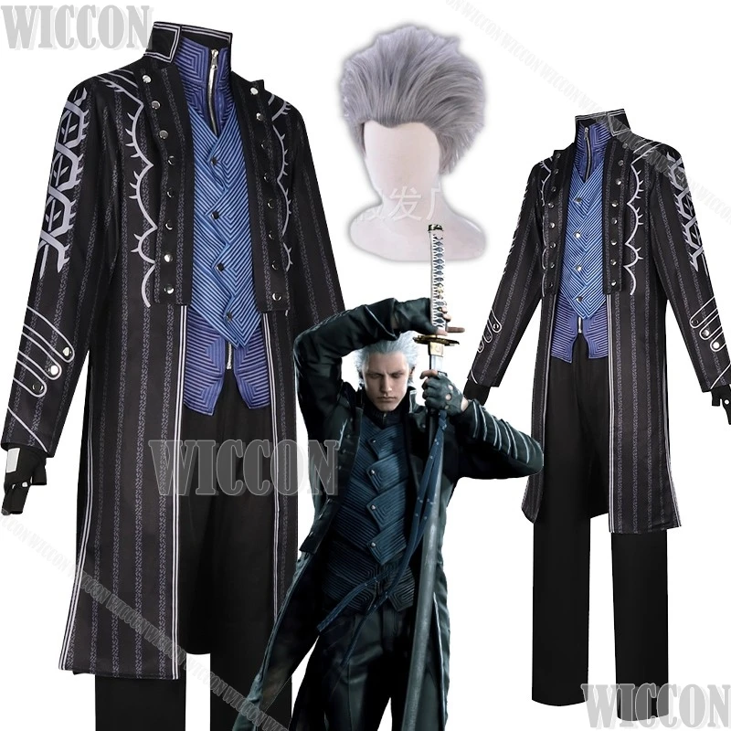 Фото DMC5 Devil Hunter May Cry Vergil Косплей Костюм Нело Анжело Тренч Хэллоуин Игра Аниме Униформа Хэллоуин Карнавал Comic Con №2