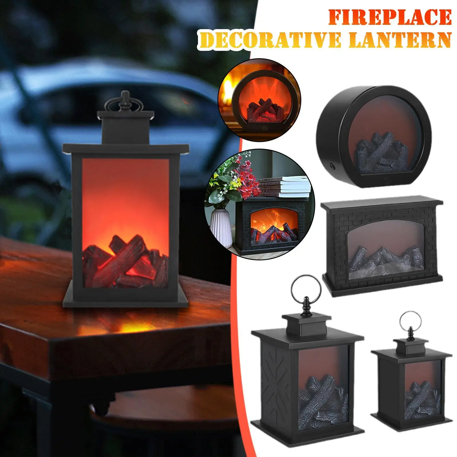 Christmas LED Flame Lantern Lamps Simulation Fireplace Flame Night Lights USB Lamp For Home Party Living Room Decor Ornament