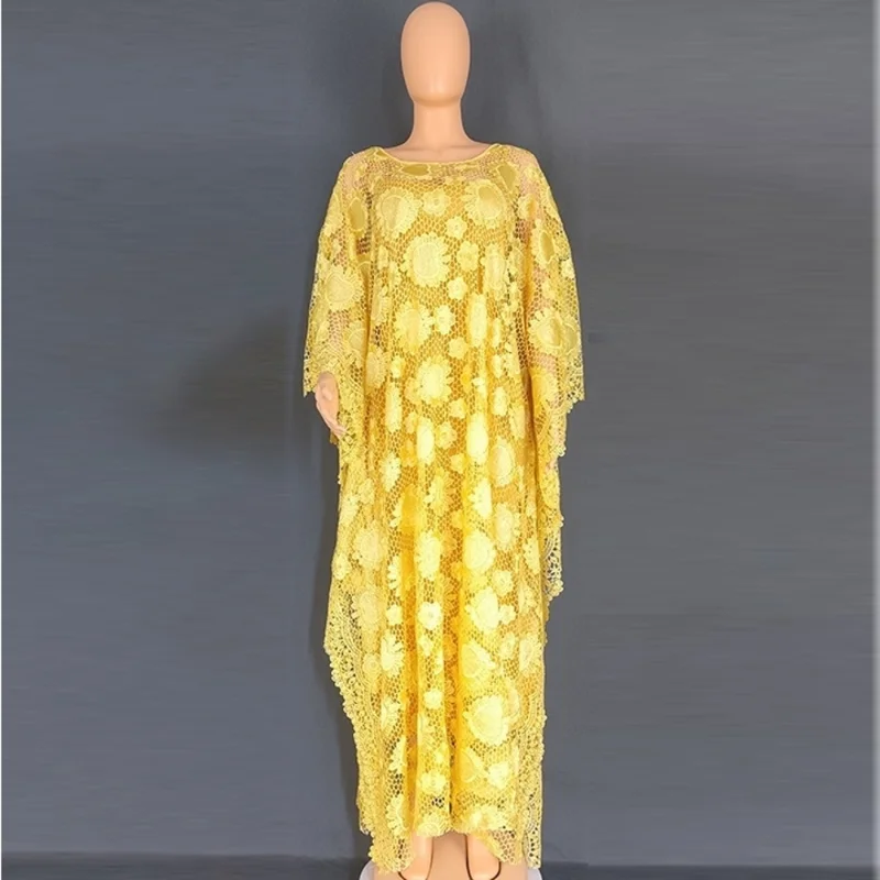 2 Piece Sets Lace African Dresses For Women Ramadan Eid Kaftan Arabic Abaya Dubai Turkey Islam Muslim Hijab Caftan Maroc Robe