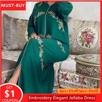 women dresses dubai hijab embroidery elegant vintage long sleeve muslim abaya islam turkey maxi dress kaftan jellaba moroccan