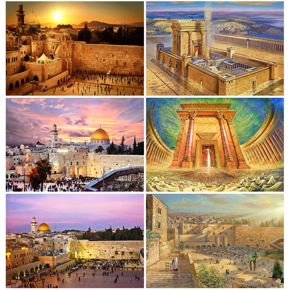 

Wailing Wall Jerusalem Diamond Painting 5D Full Drill Kit Cross Stitch Diamond Mosaic Jewish Christianity Home Decor DIY Gift