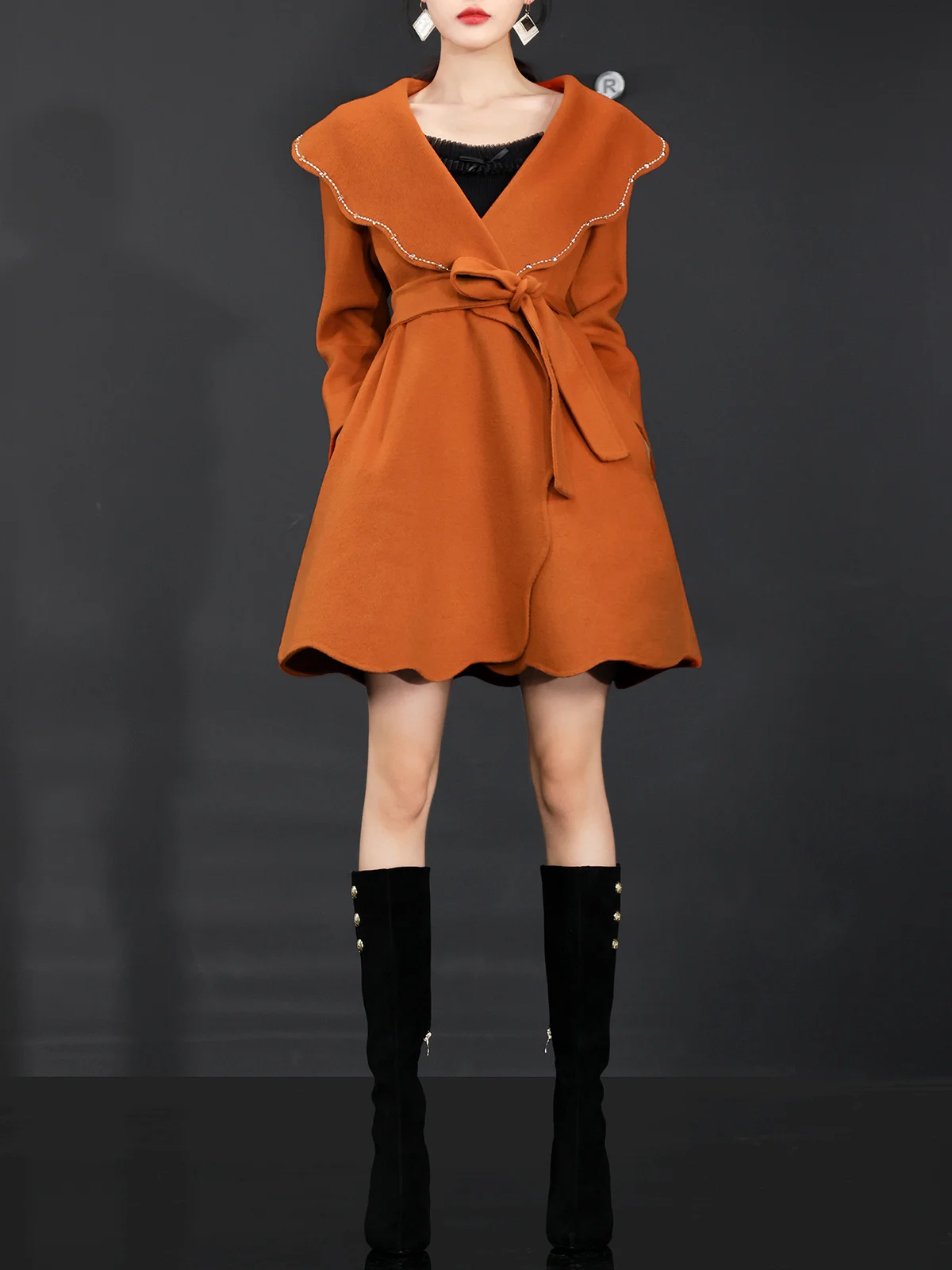 

Premium Small Woolen Coat Women's 2023 Winter New Red Design Short Woolen Coat