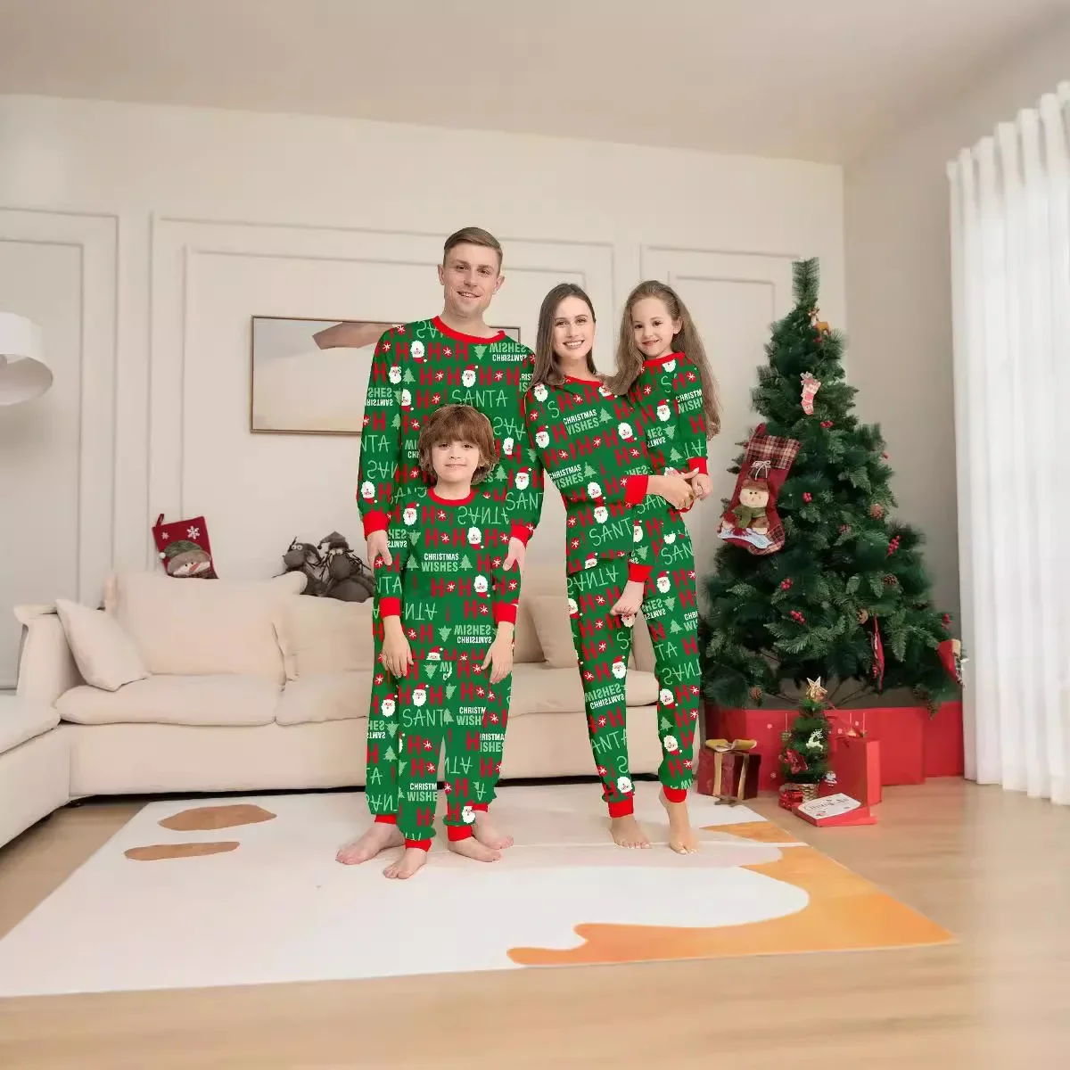 Рождественские мягкие пижамы одинаковые комплекты для всей семьи комплект