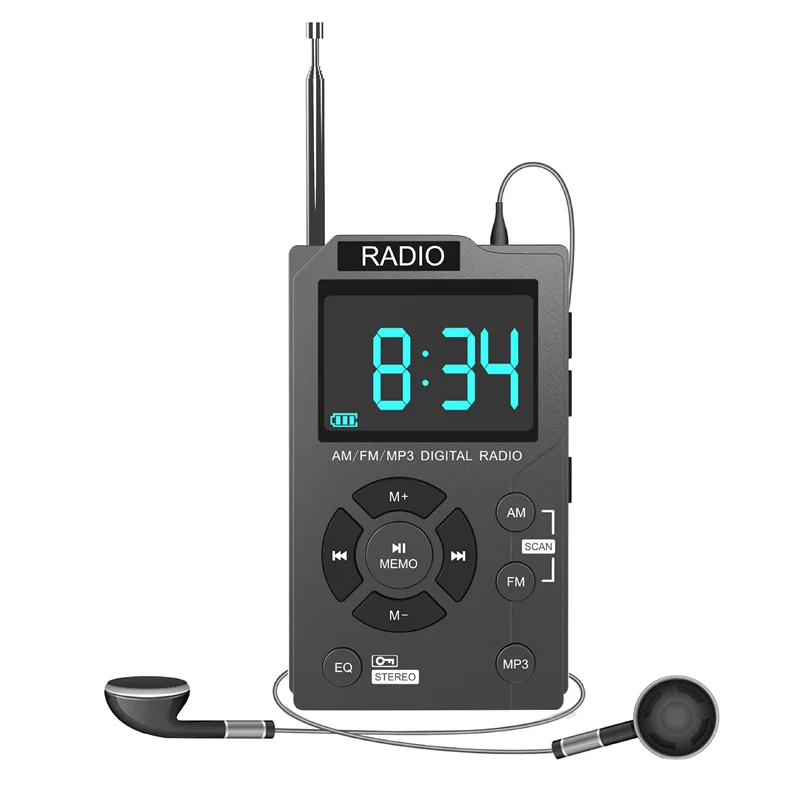 Портативный мини-радио карманный AM FM цифровой радиоприемник с автоматическим