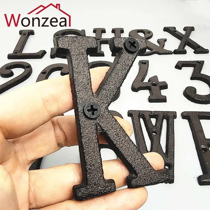 

Metal Cast Iron House Numbers And Letters Sign Door Plate 3D 0-9 A-Z Cafe Wall Courtyard Decor Creative Address Door Numbers