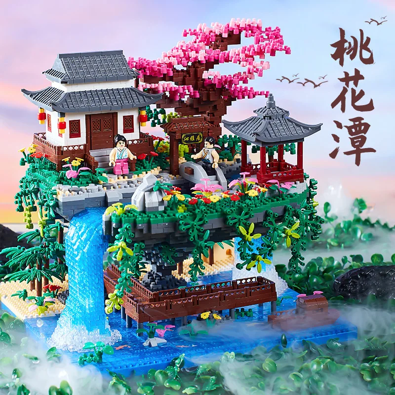 

16260 г., павильон в стиле Всемирной архитектуры, дом, водопад, бассейн со светодиодной подсветкой, детали 3D, игрушка для строительства, без коробки