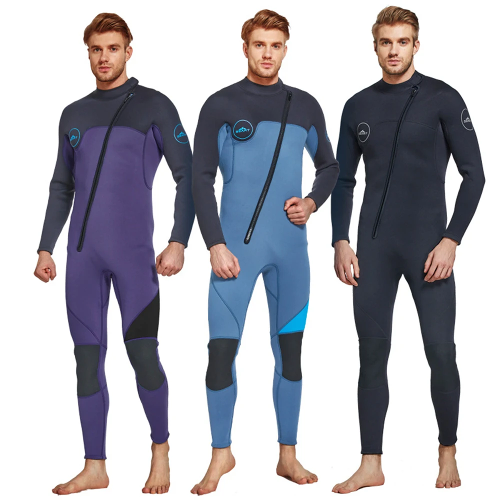 SBART New 3MM Neoprene Wetsuit Long Sleeve Winter Warm Spearfishing Diving Suit Trifonction Triathlon Wetsuit Men Surfing Suit