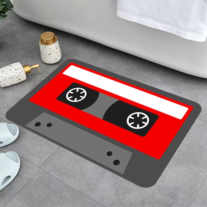 

Retro Cassette Music Tape Mat for Hallway Room Mats Prayer Rug Carpets Rugs Doormat Entrance Door Kitchen Carpet Bath Foot Floor