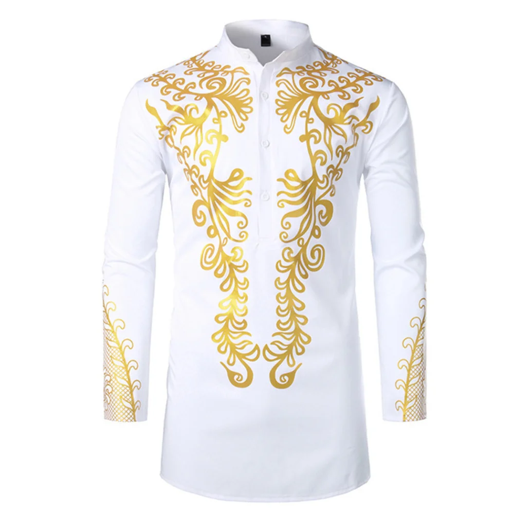 2022 Fashion Gilded Shirt Muslim Casual Pullover Long Shirt Style Robe