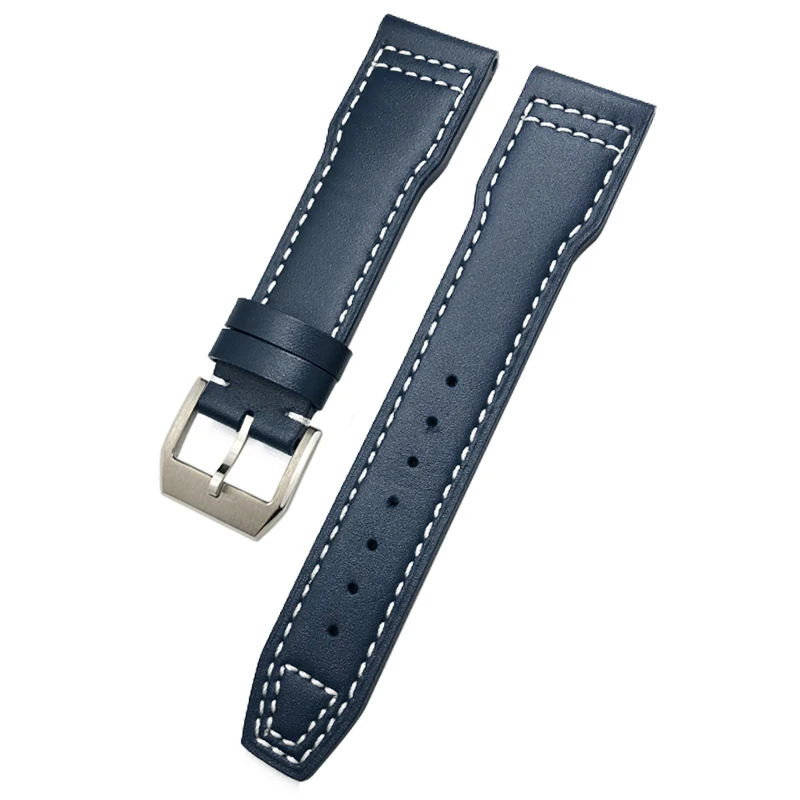 21mm 20mm Cowhide Leather Watchband Fit for IWC Pilot's Watches Portugieser Bracelets Blue Watch Strap Accessories Men Free tool