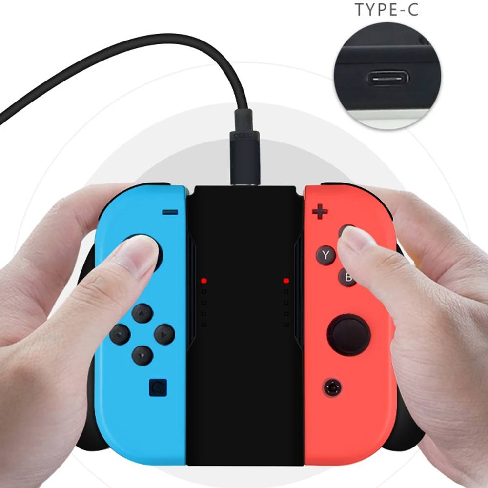 Fast Charging Grip Compatible with Nintendo Switch OLED/Switch Joy-Con Controller Charger Handle with LED Indicator