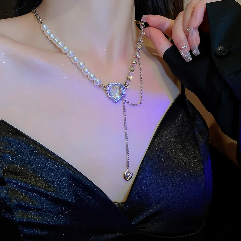 Романтическое модное ожерелье с кубическим цирконием в форме сердца подвеска