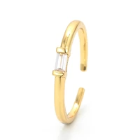 eyika gold plated filled zircon thin ring top quality single square baguette cz minimal rings delicate simple ladies jewelry