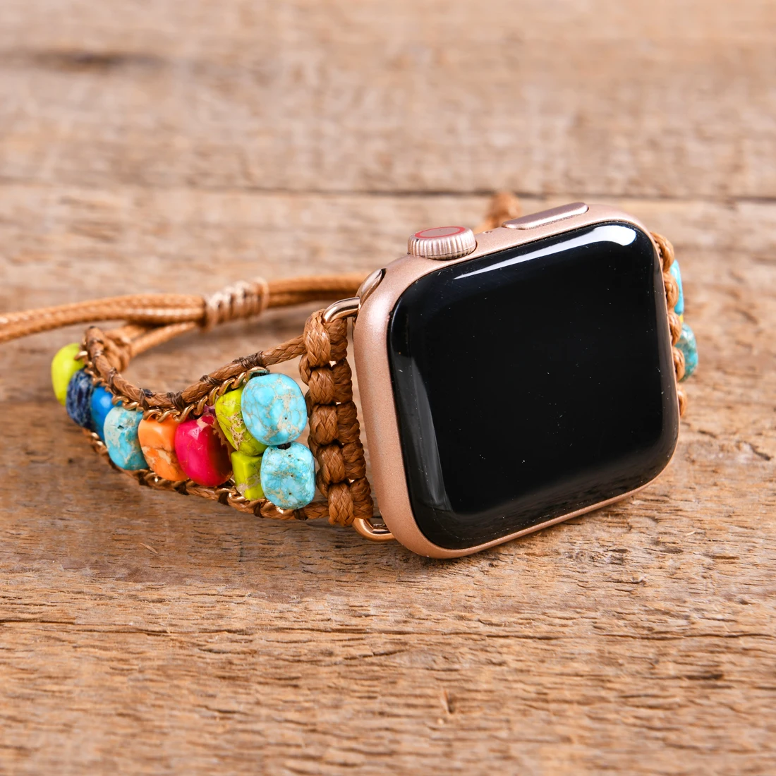 

Natural Stone Chakra Apple Watch Strap 38/45mm Gothic Punk Beaded Band Smartwatch Bracelet For Iwatch Series 7 Accessories