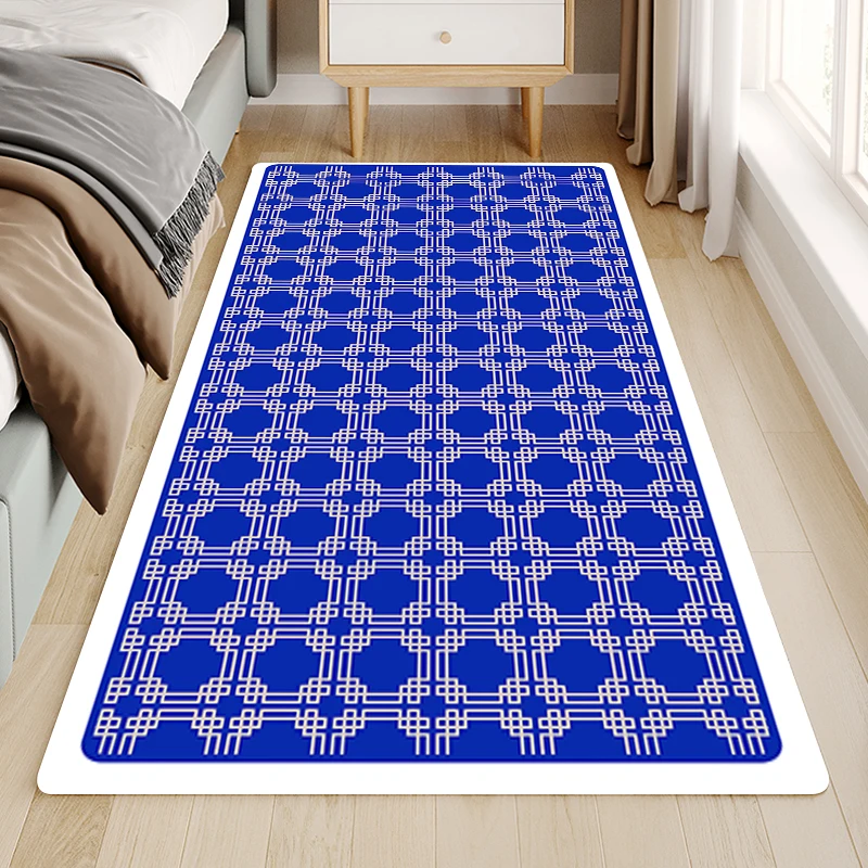 

Синий геометрический Коврик для ванной комнаты, ковер для гостиной, домашние ковры, входной дверной коврик, кухонный коврик, коврики для ван...